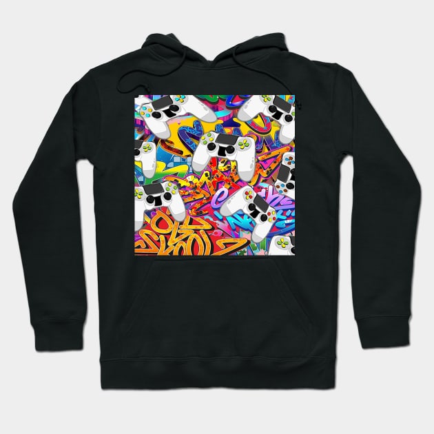 Gamer Graphic Design Game Controller Graffiti Psychedelic Pop Art Gaming Hoodie by tamdevo1